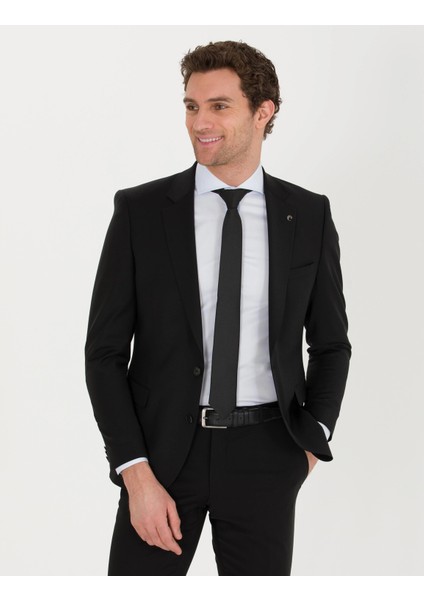 Erkek Slim Fit Ceket-Siyah