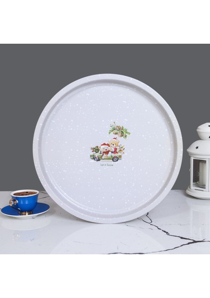 Home Kar Desenli Metal Tepsi