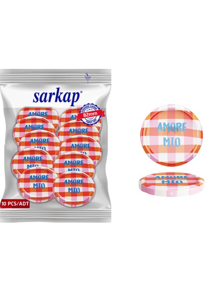 Hijyenik Paketli 10 Adet Kavanoz Kapağı Dolce Vita Desenler 82 mm - Amore Mio Pembe