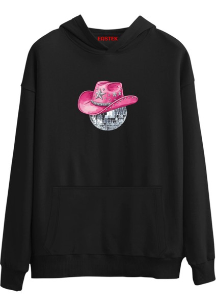 Disco Cowboy Hoodie Premium 3 Iplik Şardonlu Kapüşonlu Unisex, Kadın, Erkek Hoodie Sweatshirt