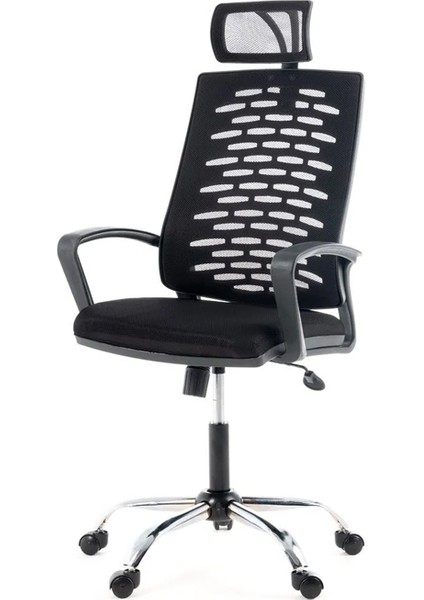 Ofis Polen Başlıklı Fileli Ofis Koltuğu - Siyah