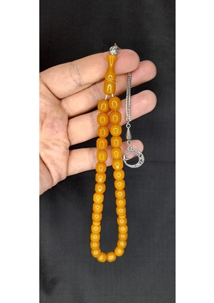 Sıkma Çubuk Kehribar Tesbih Kapsül Kesim Sarı Renk T-387 fırsatları