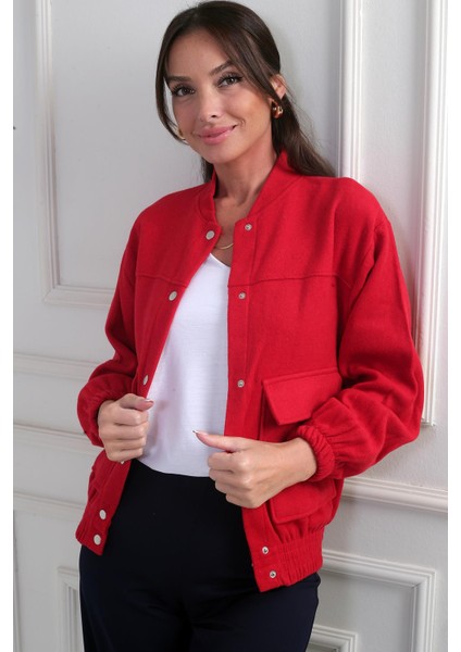 Beli Lastikli Torba Cepli Kaşe Bomber Mont