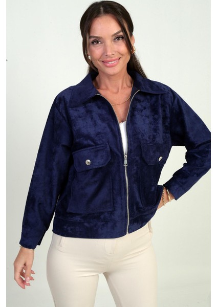 Kadın Torba Cepli Önü Fermuarlı Süet Mont fiyatları