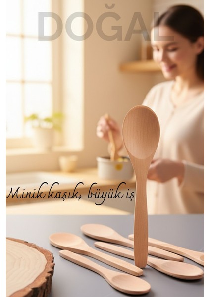 Doğal Gürgen 6'lı Ahşap Servis Kaşığı – 13 cm, Mini Boy, Şık ve Pratik Mutfak Yardımcısı 713748