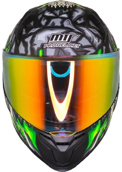Motosiklet Kask Ece 22.R06 Güneş Vizörlü Full Face Motor Kaskı Skull Yeni