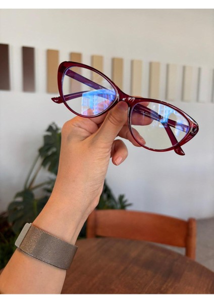 Frida Cat Eye 52EKARTMAN Çekik Blue Block Mavi Işık Korumalı Cam Değişebilir Erkan Gözlüğü