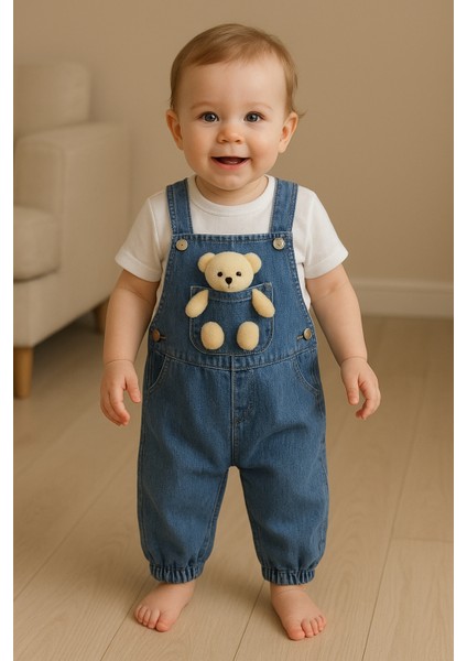 Ayıcıklı Kot Salopet Mevsimlik indirimleri