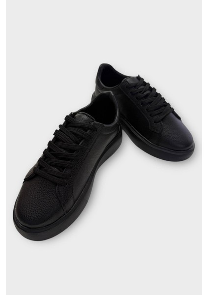 Unisex Siyah Sneaker Ayakkabı Suni Deri Eva Taban Düz Topuklu Günlük Kullanım İçin modelleri