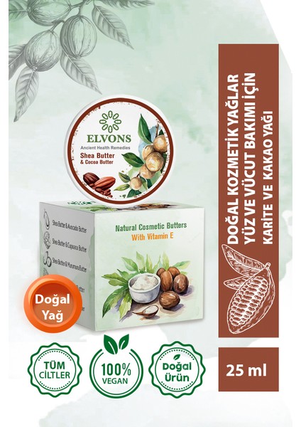 Lip Balm Dudak Bakım Kremi - Kakao & Shea Yağı Vazelin - Onarıcı & Nemlendirici Krem 25ml