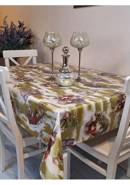 Yeni Yıl Desenli Elyaflı Pvc Masa Örtüsü – Silinebilir ve Su Geçirmez Muşamba