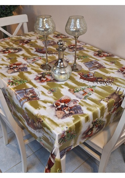 Yeni Yıl Desenli Elyaflı Pvc Masa Örtüsü – Silinebilir ve Su Geçirmez Muşamba fiyatları