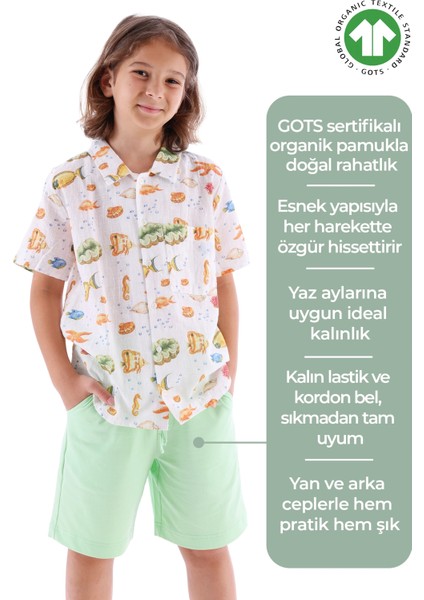 Organik Kumaş Yeşil Yazlık Erkek Çocuk Şort