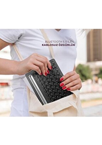 Bluetooth Kablosuz Klavye Ultra İnce Q Türkçe Dili Ev Ofis Kullanımı İçin fırsatları