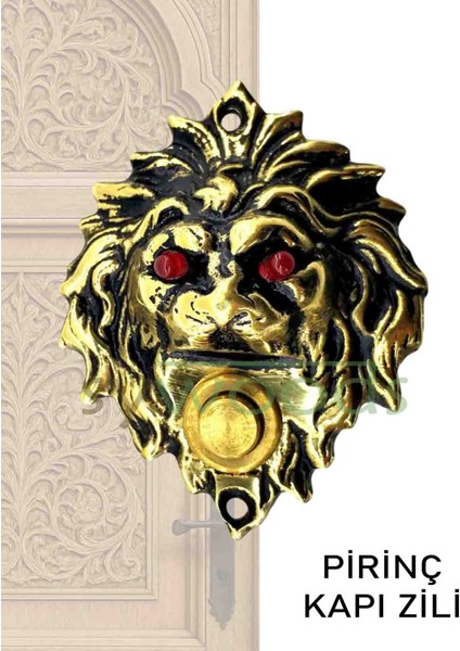Pirinç döküm aslan dekoratif motifli kapı zili cilalı sarı fiyatları