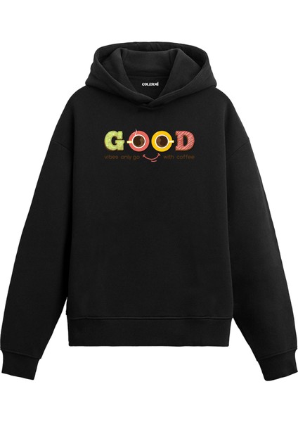 Good Vibes Kahve Baskılı Hoodie