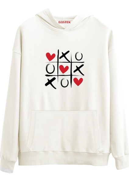 Kalpli Xo Tasarım Baskılı Premium 3 Iplik Şardonlu Kapüşonlu Unisex, Kadın, Erkek Hoodie Sweatshirt