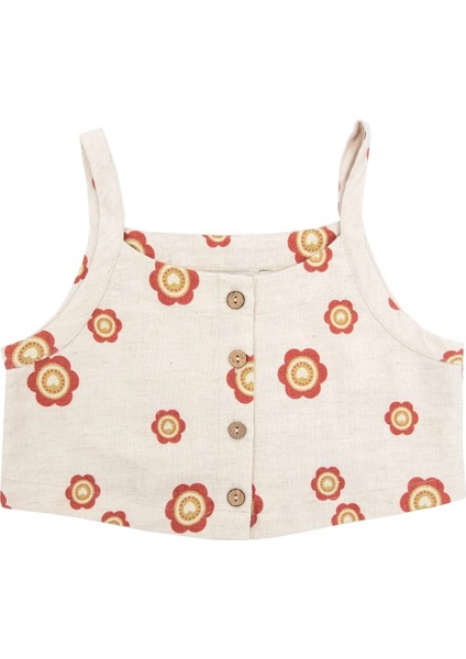 Çiçek Desenli Askılı Yazlık Kız Çocuk Crop Bluz fiyatları