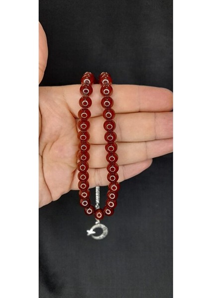 Çubuk Kehribar Tesbih Kahverengi Renk Küre Kesim T-388