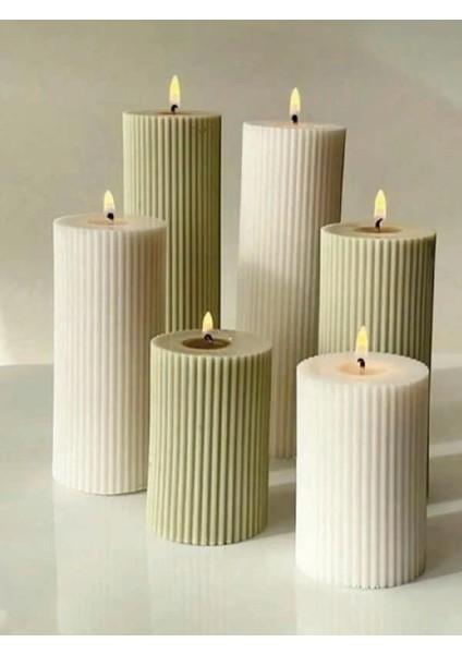 Poli Karbon Silindir Mum Kalıbı Mika Kalın Çizgili Mum Kalıbı 15CMX7CM Ev Dekorasyon modelleri