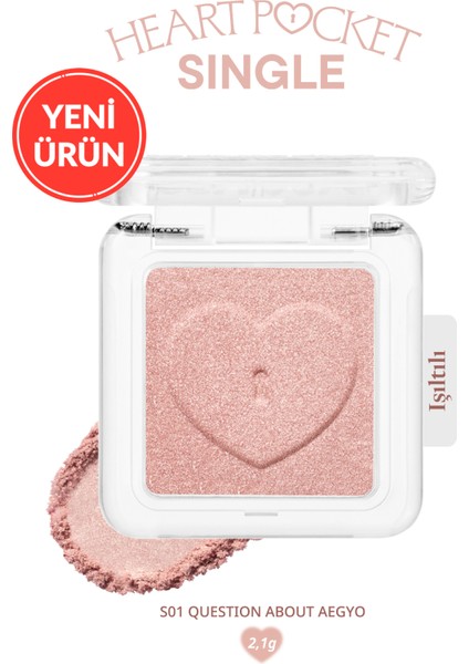 Kişiselleştirilebilir Işıltılı Tekli Far Perıpera Heart Pocket Single (S01 Question About Aegyo-Sal)