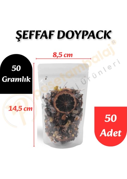 Şeffaf Doypack 8,5X14,5X5 cm (50 Adet)