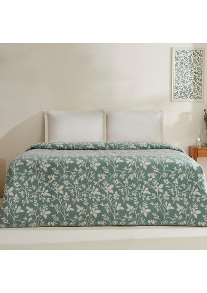 Cintia Çift Kişilik Akrilik Battaniye Koyu Mint