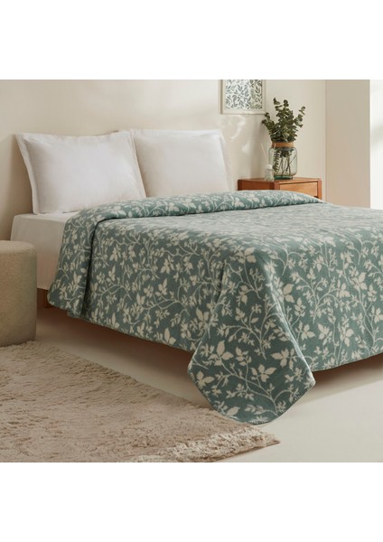 Cintia Çift Kişilik Akrilik Battaniye Koyu Mint