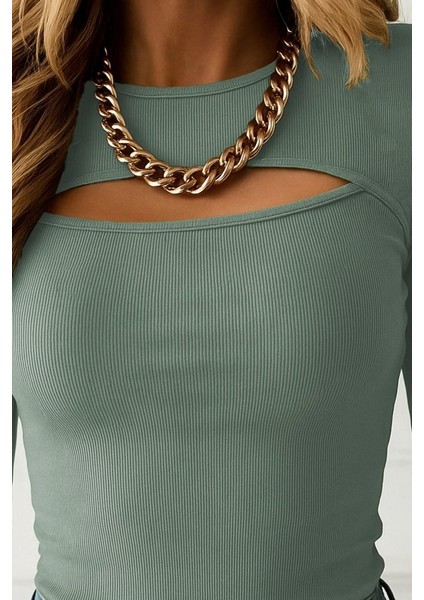 Kadın Uzun Kollu Pencere Detaylı Kaşkorse Bluz fiyatları