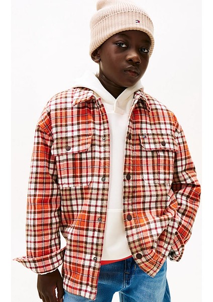 Erkek Çocuk Regular Fit Düşük Omuz Ekoseli Gömlek Ceket - Çok Renkli