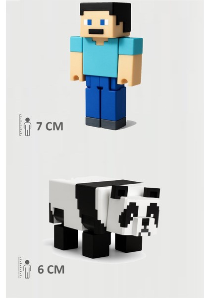 Minecraft Steve ve Panda Set Hareketli Eklemli Figür