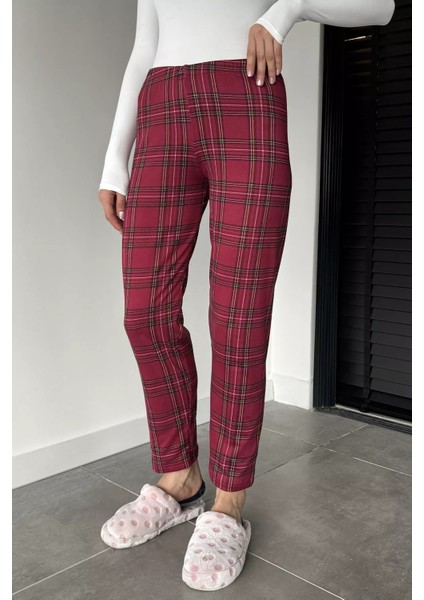 Kadın Ekose Desenli Bel Lastikli Pijama Altı P-00018769 fiyatları