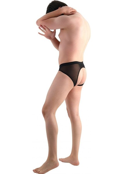Nuzzle – Siyah Tül Transparan Erkek Fantezi Jockstrap modelleri