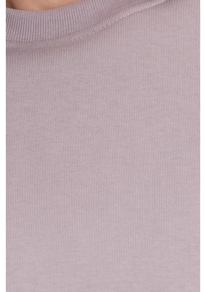 Kadın Oversize Geniş Kesim Pamuklu Yumuşak Dokulu Içi Polarlı Basic Gri Bisiklet Yaka Sweatshirt