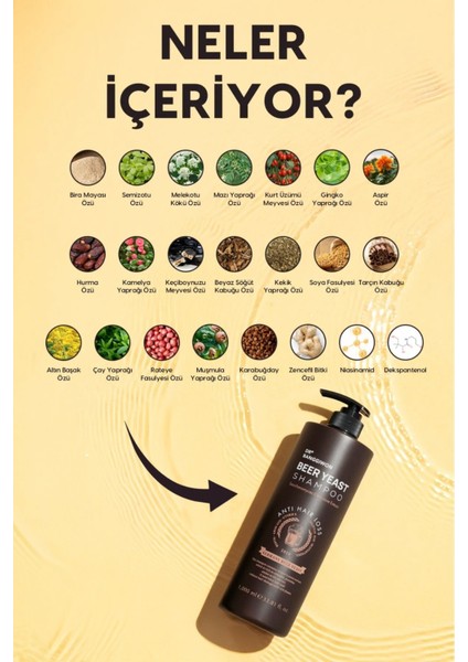 Bira Mayası Ekstrakt Şampuanı Salisilik Asit Dexpanthenol Amino Asit Beer Years Shampoo 1000 ml