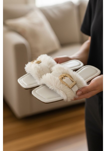 Kadın Günlük Terlik Peluş Tüylü Misafir Çeyiz Bohça Gelin Ev Terliği modelleri