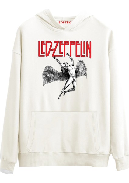 LED Zeppelin Premium Tasarım 3 Iplik Şardonlu Kapüşonlu Unisex, Kadın, Erkek Hoodie Sweatshirt