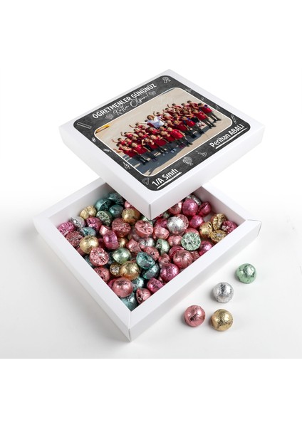 Isimli Fotoğraflı Öğretmenler Günü Hediyesi Çikolatin 450G Motif Desenli Kutu Çanta indirimleri