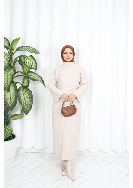 Ispanyol Kol Bağcıklı Triko Elbise