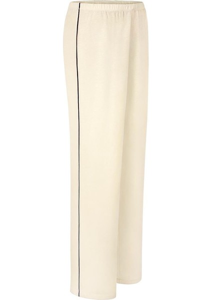 Modal Biyeli Uzun Kollu Pijama Takımı / Krem fırsatları