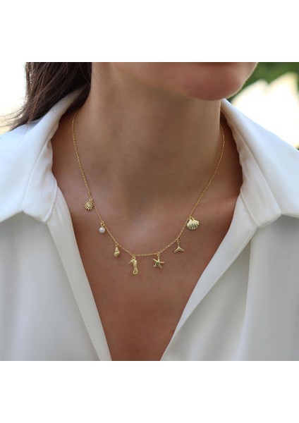 Deniz Figürlü Gold Gümüş Kolye fiyatları