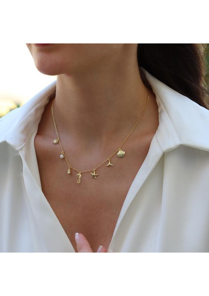 Deniz Figürlü Gold Gümüş Kolye modelleri