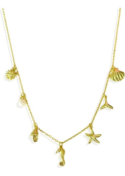Deniz Figürlü Gold Gümüş Kolye fırsatları