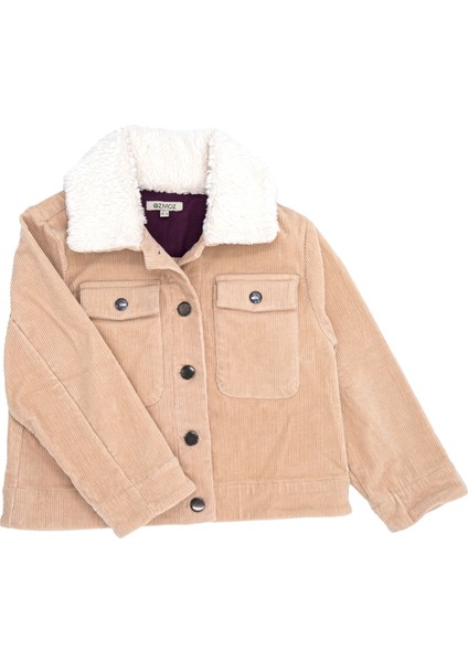 Fitilli Kadife Peluş Yaka Krem Kışlık Kız Çocuk Mont fiyatları