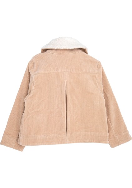 Fitilli Kadife Peluş Yaka Krem Kışlık Kız Çocuk Mont fırsatları