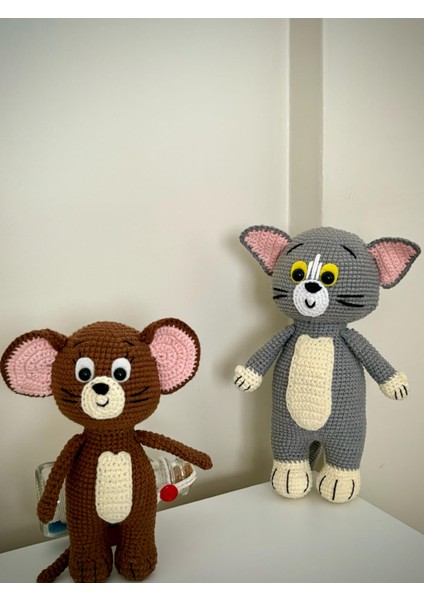 Tom ve Jerry Amigurumi Organik Oyuncak Oyun Arkadaşı Uyku Arkadaşı