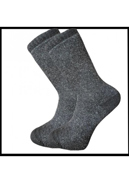 Uyguna-Yakala Erkek Çorabı Gri Kuzu Yünü Havlu - RAP.387