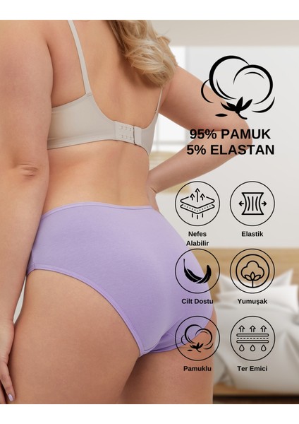 Pamuklu Kadın Külot Slip Empirme Baskılı Yüksek Bel Iç Çamaşırı - 5'li Paket - Lila, 2xl modelleri