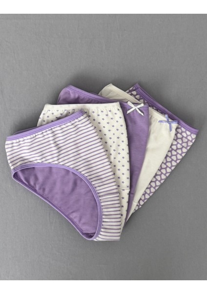Pamuklu Kadın Külot Slip Empirme Baskılı Yüksek Bel Iç Çamaşırı - 5'li Paket - Lila, 2xl indirimleri
