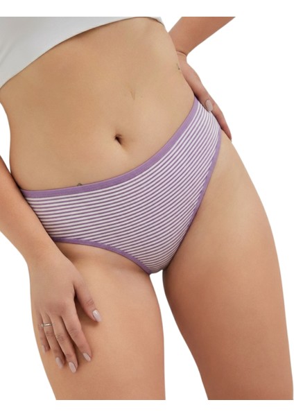 Pamuklu Kadın Külot Slip Empirme Baskılı Yüksek Bel Iç Çamaşırı - 5'li Paket - Lila, 2xl